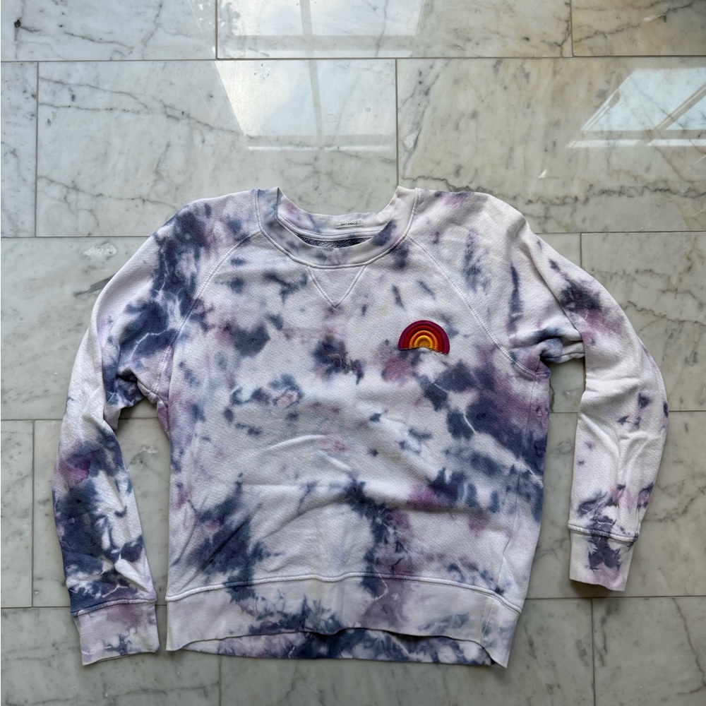 MOTHER Tie-Dye Top in Blue and White